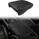 Muslogy Center Console Armrest Cover for Dodge Ram1500 2500 3500 2019-2026 Comfort Armrest Pad Arm Rest Cushion Vegan Leather Protector 1-Inch Extra Thick(Bucket Seat ONLY, NO Limited,Laramie)