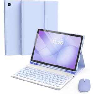 for Samsung Galaxy Tab A9+ 2023/A11+ 2025 11-inch Case with Keyboard, Mouse and Detachable Magnetic Keyboard, Multi-Angle Slim Folio Cover with S Pen Holder for A9/A11 Plus, Purple