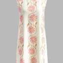 Women's Elegant Floral Print Sleeveless Short Dress French Romantic Style Crew Neck Beach Vacation Tunic Dresses (XL)