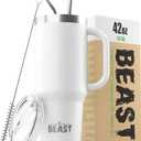 Beast 42 oz Tumbler Stainless Steel Vacuum Insulated Coffee Ice Cup Double Wall Travel Flask (Arctic White)