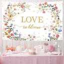 MEHOFOND Love in Bloom Bridal Shower Decorations Backdrop, Wildflower Wedding Shower Background, Spring Floral Engagement Wedding Bachelorette Party Decor Supplies Photo Booth Props 8x6ft
