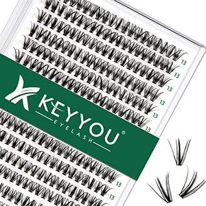 KEYYOU Lash Clusters 300pcs Individual Lashes, 30D 0.07D Curl 13mm DIY Eyelash Extension, Soft & Natural Volume Cluster Lashes with Large Tray