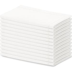 Blue Needles Set of 12 Hemstitch Linen Napkins 100% Cotton White Cloth Dinner Napkins 18x18 inches, Soft, Reusable, Absorbent, Washable, Ideal for Fall Thanksgiving Events, Parties & Everyday Use