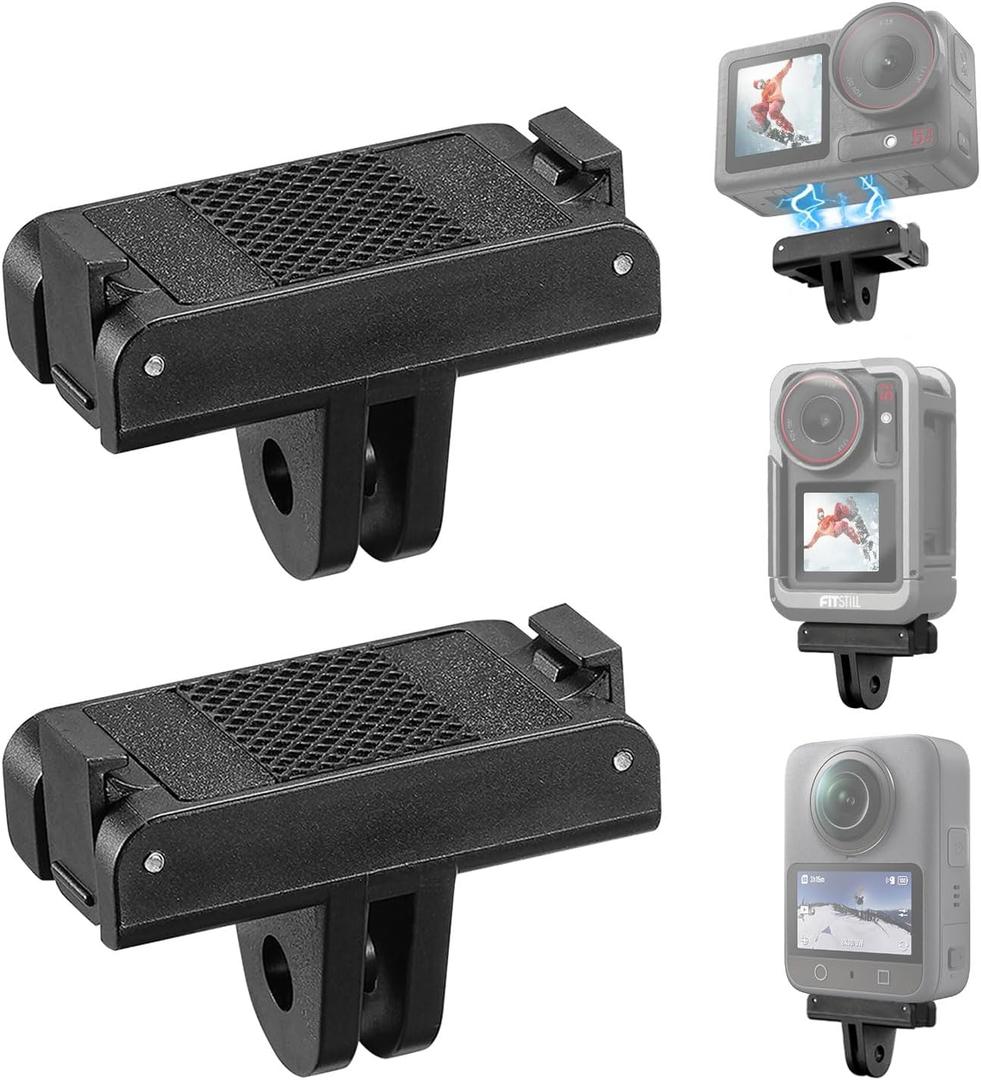 FiTSTILL 2PCS Magnetic Quick Release Adapter Base Mount Connection Compatible for DJI OSMO 360 Action 5 Pro Action 4 Action 3 Extension Attachable Tripod Selfie Vlogging Action 5pro/4/3 Accessories