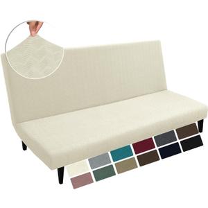 MAXIJIN Futon Cover Slipcover Full Size, 2024 Upgrade Queen Futon Mattress Cover Washable Armless Sofa Couch Covers Stretch Sofa Bed Furniture Protector with Elastic Bottom (Futon, Beige) MAXIJIN Futon Cover Slipcover Full Size, 2024 Upgrade Queen Futon Mattress Cover Washable Armless Sofa Couch Covers Stretch Sofa Bed Furniture Protector with Elastic Bottom (Futon, Beige)