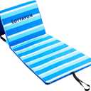 Portable Beach Chair With Back Support, Folding Lounge for Adults, Adjustable Mat, Lightweight Tanning Chair for Outdoor Sand Camping Sunbathing