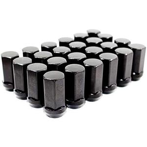 Set of 24 Veritek 14x1.5mm 1.8 Inch 45mm Overall Length 7/8 22mm Hex Black Duplex Acorn Lug Nuts for Cadillac Chevy Chevrolet Ford GMC Nissan RAM Toyota Aftermarket Custom SUV Truck Wheels