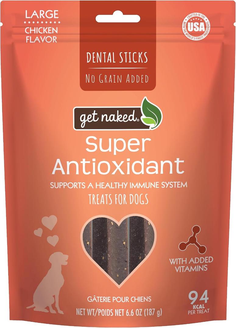 Get Naked Grain Free 1 Pouch 6.6 Oz Super Antioxidant Dental Chew Sticks, Large (EXP 09/05/27)