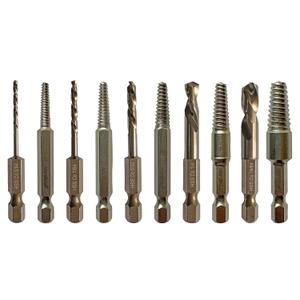 NordWolf 10-Piece Stubby Left Hand Reverse Drill Bit and Screw Extractor Set, M35 Cobalt Reverse Bits with 1/4" Hex Shank, SAE Sizes 5/64"-7/64"-5/32"-1/4"-19/64" in Storage Case