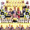 Demon Hunters Birthday Decorations, Party Supplies Set Include Banner, Backdrop, Balloons, Hanging Swirls, Cake Cupcake Toppers, Tablecloth for Boys Girls Kpop Theme Party