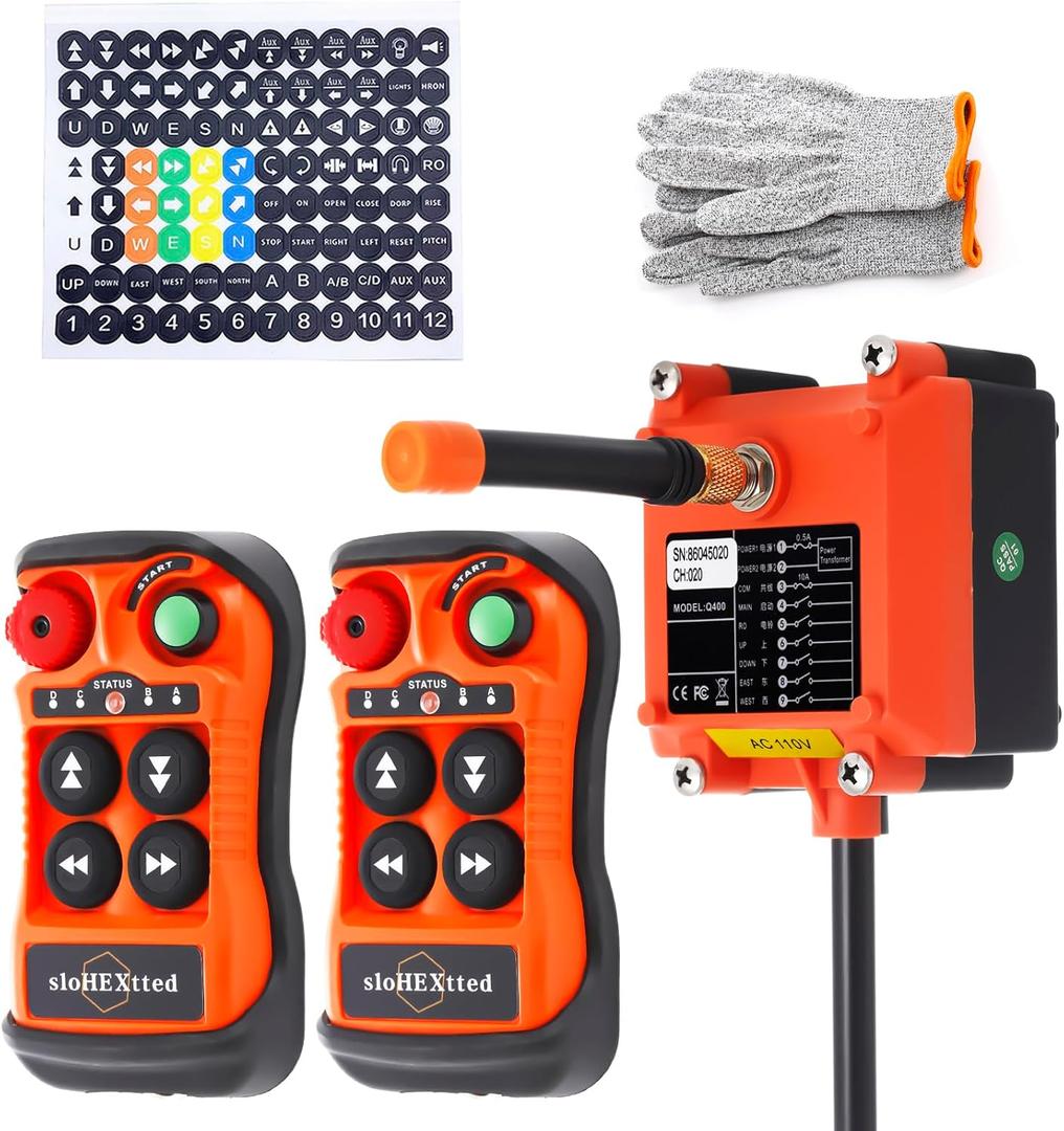 2 Transmitters and Receiver Industrial Wireless Overhead Crane Remote Control for Lift Winch Electric Chain Hoist Radio Controller AC 220V