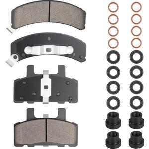 Front Ceramic Disc Brake Pads Set for Chevy Express 1500 96-02, Blazer 92-94, C1500 88-99, C1500 Suburban 92-99, C2500 88-00, Astro 90-02, Cadillac Escalade 99-00, 4PCS(With Hardware)