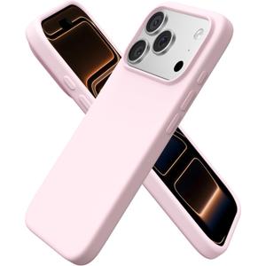 ORNARTO Compatible with iPhone 17 Pro Case 6.3", Slim Liquid Silicone 4 Layers Full Covered Soft Gel Rubber Shockproof Cover, Protective Phone Case for iPhone 17 Pro-Chalk Pink