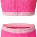 blibean Tween Girls Swimsuits Two Piece Colorblock Bikini Sets with Chest Pad  (Pink, XXL)