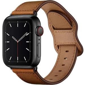 KYISGOS Compatible with iWatch Band 49mm/46mm/45mm/44mm/42mm, Genuine Leather Band Strap Compatible with Apple Watch Ultra 2/1 SE Series 10 9 8 7 6 5 4 3 2 1 (Retro Brown/Black)