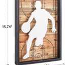NIKKY HOME Basketball Decor Framed Wall Art Wooden Basketball Player Poster Hanging Vintage Rustic Retro Funny Sport Room Decor Accessories Unique Birthday Gifts for Teen Boys Fan Men Kids, 12" x 16"