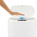 happimess HPM1016C Robo Kitchen 13.2-Gallon Slim Oval Motion Sensor Touchless Trash Can with Touch Mode, Fingerprint Resistant, Modern, Minimalistic for Home, Kitchen, Office, Bathroom, Cotton White
