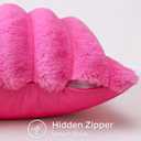 OTOSTAR Hot Pink Faux Rabbit Fur Throw Pillow Cover 18x18 Inch Soft Cozy Plush Striped Pillowcase Cushion Cover with Velvet Back for Sofa Couch Bed Living Room