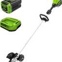 Greenworks 60V 8" Brushless Cordless Edger with 2.0Ah Battery & Charger Tool-Free Depth Adjustment, Lightweight Lawn Edging Tool