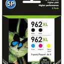 962XL Ink Cartridges Combo Pack Remanufactured for HP 962XL Ink Cartridges Combo Pack for HP 962 XL for HP Ink 962 for HP 9010 Ink Cartridge Officejet Pro 9010 9015 9020 9018 9025 Printer (5Pack)