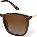 VANLINKER Vintage Square Polarized Sunglasses Men Women Classic Trendy Rectangle Metal Frame Sun Glasses VL9771 (C7-polarized Gradient Brown Lens/Tortoise Frame)