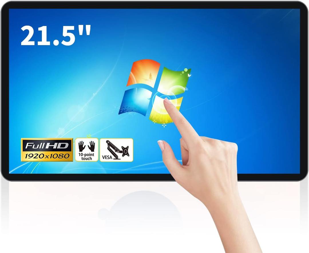 21.5 inch Touch Screen Industrial PC, i7, 8GB RAM, 256G ROM, 16:9 FHD 1080P, Windows 10, Smart Board for Classroom, Meeting & Game, USB, VGA & HD-MI Monitor