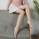 Bestjybt Women's Opaque Stretchy Nylon Knee High Stockings Trouser Socks 6 Pairs (Nude)