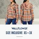 WallFlower Casual Fleece and Plaid Shackets Jackets Juniors for Women, Soft Button-Down (Black, S)