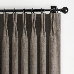 Blackout Dual Layer Linen Bedroom Curtains 84 Inches Long 2 Panels Set, Chocolate Tart Memory Trained Pinch Pleated Thermal Noise Canceling Farmhouse Privacy Windows Curtain for Living Room Darkening