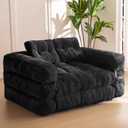 MAXYOYO Folding Sofa Bed, L-Shaped Convertible Sofa Bed with Armrest Foldable Sleeper Couch with Pillow, Portable Fold Out Chair Comfy Floor Couch Lounge for Living Room Bedroom, Black, Double