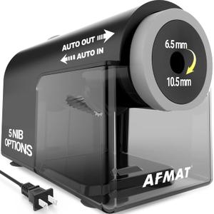 AFMAT Electric Pencil Sharpener, Fully Automatic Pencil Sharpener for 6.5-10.5mm No.2/Jumbo/Colored Pencils, Auto in & Out, 5 Sharpness Modes, 10000+ Sharpenings for Classroom Home Office, PSC5(120V) (Black)