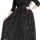GRAPENT Women's Plus Size Sequin 3/4 Sleeves Evening Gown Party Long Maxi Dress (Black), Size 18W