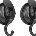 Khdrvok Heavy Duty Vacuum Wreath Cup Hook, No Hole Punched, Black-Plated Polished Super Suction for Kitchen, Bathroom and Restroom, ABS Plastic and TPU Rubber, 2 Pack