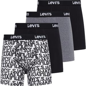 Levi's Mens Boxer Briefs Breathable Stretch Underwear 4 Pack (2X, Scribble Logo, Caviar, B25heathergrey, Caviar)