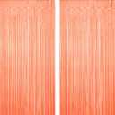 Coral Pink Metallic Foil Curtains Party Photo Booth Backdrop Wedding Girls Birthday Party Engagement Bachelorette Anniversary Bridal Shower Celebration Backdrop Decoration, 3.2 ft x 6.5 ft, 2pc