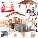 Peagrav Horse Stable Playset with Rider & Horses - Toy Figures for Boys & Girls, Ages 3-8