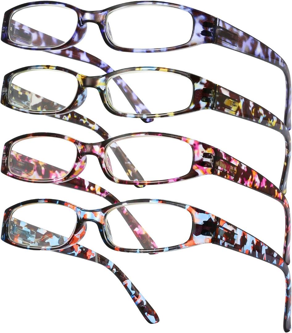 Gaoye 4-Pack Readers for Women, Blue Light Blocking Reading Glasses, Stylish Reading Glasses for Women in 4 Patterns, 1.75 x