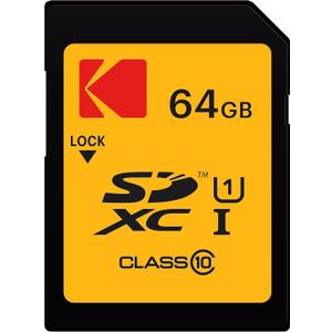 KODAK SDXC Card 64GB UHS-I U1 V10 Premium, up to 85MB/s Read Speed, for Full HD Video and High-Resolution Pictures, Compatible with SDXC Standard - EKMSD64GXC10K