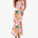 ZESICA Womens Summer Floral Spaghetti Straps Maxi Dress 2025 Sleeveless Square Neck Bodycon Beach Boho Long Dresses, S