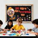 3 x Halloween Bulletin Board Decorations Set- 107 PCS,3 Interchangeable Message Sets, Ghost and Candy for Home School Office Partys,Halloween Classroom Decor