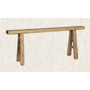 Vintage Elm Wood Bench – Rustic Schoolhouse Style Accent – 42–47" Long