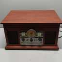 Victrola The Quincy 6-in-1 Bluetooth Record Player & Multimedia Center with Built-in Speakers  3-Speed Turntable, CD & Cassette Player, AM/FM Radio, Wireless Music Streaming (Mahogony) (Mahogany)