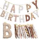 Suncalla Pre-strung Happy Birthday Banner Sign Reusable Felt Happy Birthday Garland Hanging Decorations Party Bunting Garland for Party Decor Photo Pro Home Backdrop (Boho)