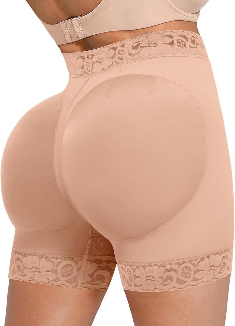 SHAPELLX Butt Lifting Shapewear For Women Tummy Control Faja Shaping Shorts Thigh Slimming Panties Mid Waisted Shaper (Medium, A5-light Skin)