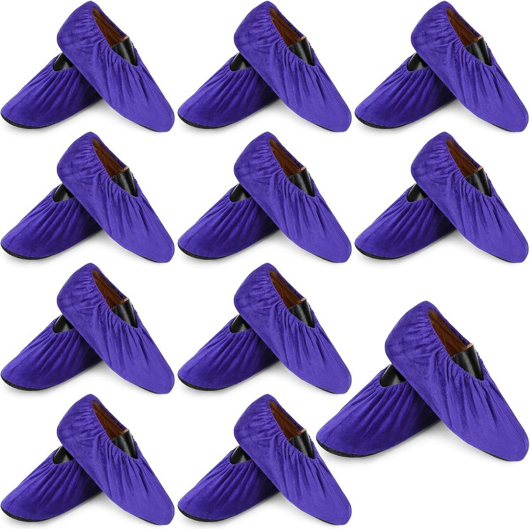 JaGely 11 Pairs Reusable Shoe Covers Non Slip Cloth Washable Thickened Bowling Shoe Covers for Indoors Men Women(Purple)