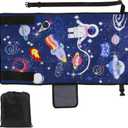 Kids Airplane Footrest, 31.1 x 17.3in Kids Airplane Seat Extender, Colorful Airplane Foot Hammock, Breathable Toddler Airplane Bed, Travel Essentials with Storage Bag for Kids Toddlers(Blue)