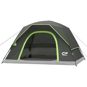 CAMPROS CP 4 Person Tent, Dome Tents for Camping with Rainfly, Waterproof Camping Tent Easy Set Up, Portable Family Tent with Large Mesh Window & Carry Bag for Outdoor Hiking