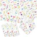 Homanu 3 Pack Wildflower Party Decorations Tablecloths, Large Size 54 X 108 Inch Rectangle Floral Tablecloth Plastic Table Cover for Birthday Party Baby Shower Decorations