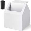 Double Entry Sanitary Napkin Receptacle Swing Top Floor Receptacle Tampon Disposal Bin with 100 Black Disposal Liner Bags, Feminine Waste Tampon Holder Bathroom Hygiene Container, White, Metal