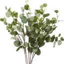 3 PCS Artificial Eucalyptus Stems Long 33" Fake Eucalyptus Leaves Branches for Vase Home Wedding Party Decorations, Green
